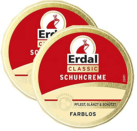 2X Erdal Classic Schuhcreme Farblos - Dosencreme, pflegt, glänzt & schützt, 75 ml