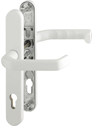 HOPPE Drückergarnitur Liverpool | PZ 92mm | Haustür-Garnitur | Schmalschild | weiß | Drücker-Drücker