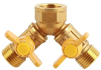 Yosoo 2 Way Double Tap Adapter G1/2 Inch Brass Outside Garden Irrigation Tap Adaptor And Hose Dual Faucet Connector