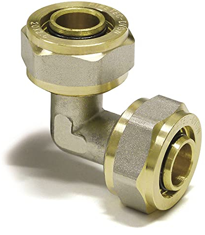 H2O-Flex® 16er Schraubfitting mit DVGW -Bogen 16 x 2,0mm für Aluverbundrohr und Mehrschichtverbundrohr, Klemmverschraubung 16 x 2,0mm