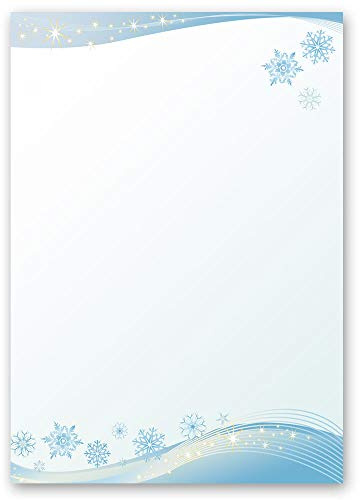 50 Blatt Briefpapier Jahreszeiten - Winter SCHNEEFLOCKEN - DIN A5 Format - Paper-Media
