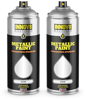 Metallic Silver Spray Paint - 2 x 400 ml - Interior & Exterior - Ideal Silver paint for Metal, Wood, Plastic, MDF, Ceramics, Wicker & Ornaments - No Primer or Top Coat - Easy to Apply - Fast Drying