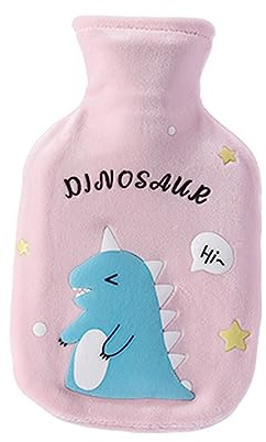 LZHLMCL Warmflaschen Uiberzug Winter Wassereinspritzung Flanellabdeckung Wärmflasche Mädchen Handwärmer Warmer Palast Warmer Magen Wassereinspritzung Typ Isoliertasche Rosa Dinosaurier