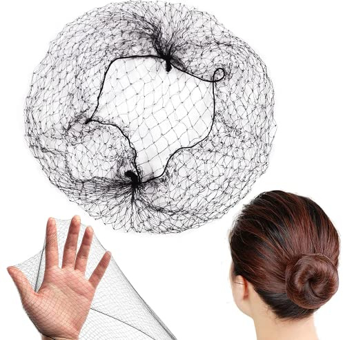 20 Pcs Black Hair Nets, Disposable Hair Bun Holder Hairnets for Women Fixing Hair, Hair Nets Invisible Elastic Edge Mesh Bun Hair Net for Ballet Dance Nurse (20inch)