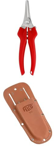 FELCO 310 Leseschere mit Lederholster 910+ – Leichtes Set zur präzisen Ernte von Obst, Gemüse oder Blumen