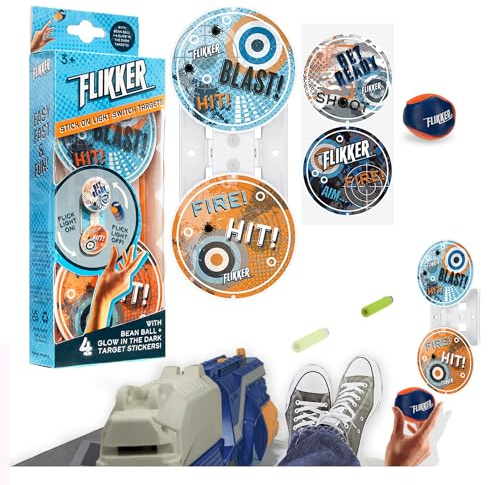 Flikker Nerf XShot Blaster Soft Football Target Shooting Game - Target Practice + Fun Gadget to Switch Lights Off Cool Room Accessory for Kids Boys Girls Teens - Novel Toy + Genius Nerf Gift Idea