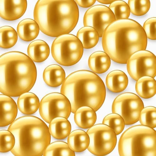 FENGCHUANG Schwimmende Perlen 150 Stück Kein Loch Acryl-Kunstperlen 8/14/20mm Lose Perlen für Schmuckherstellung, DIY-Schmuck Schwimmende und Vasenfüller Partydekorationen (Gold)