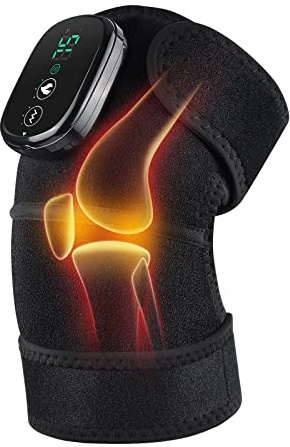 FSA Eligible Knee Massager with Heat and Vibration, Knee Heating Pad for Arthritis with Massage, Heated Knee Brace Wrap Black