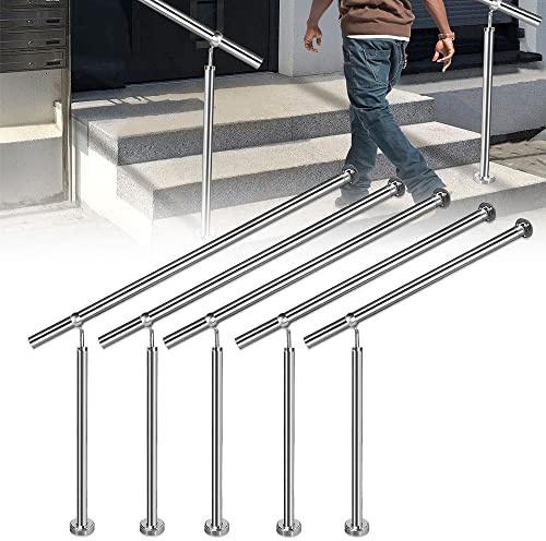 TRMLBE Rampa de Entrada de Barandilla de Escalera Montada en la Pared Ajustable en Ángulo de Acero Inoxidable Incluye Accesorios de Montaje, 150 cm