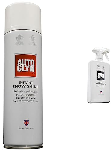 Autoglym Instant Show Shine, 450mL - Car Shine Spray Refreshes Paintwork, Plastics, Perspex, Rubber and Vinyl To a Showroom Finish & Instant Tyre Dressing, 500ml - Spray-on Tyre Care Solution
