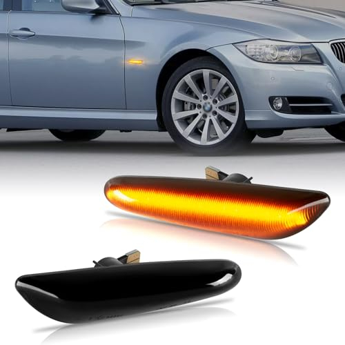 POPMOTORZ LED Blinker Seitenblinker mit Canbus Fehlerfrei 4014 SMD für BMW 1 Series E81 E82 E87 E88 3 Series E46 E36 E90 E91 E92 E93 5 Series E60 E61 X1 E84 X3 E83, 2 Stücke