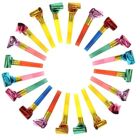 Tadipri 20Pcs Souffleur De Fête Multicolore, Jouet De Sifflet De Corne De Souffleur De Fête pour Enfants Halloween, Sifflet Anniversaire Enfantremise des Diplômes, Noël