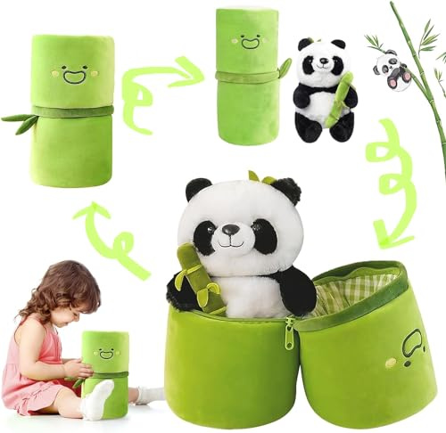 YushengTai Panda Kuscheltier, Flauschige Panda-Puppe, 35cm Panda Plüschtier Stofftier, Panda Plüsch-Plüschtier, Bambus Plüsch Panda-Plüschtier Panda versteckt Sich in Bambusbeutelspielzeug