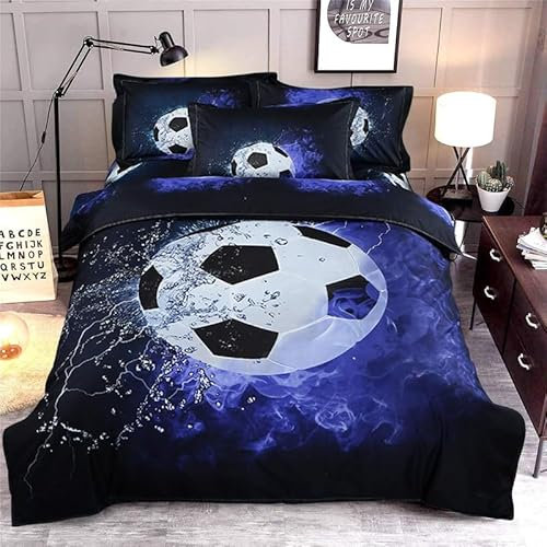MAQUE Spritzen BettwäSche Set Fußball BettwäSche 135x200, WendebettwäSche und Kissenbezug 80x80, Weiche & Angenehme & Atmungsaktive Mikrofaser BettwäSche-Sets mit ReißVerschluss