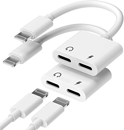 Dual Lightning Jack Dongle for iPhone Headphone Adapter 2in1(2pack)Audio Charge Splitter Cable for Apple MFI Certified 14 13 12 11 Pro Max Mini 7 8plus X XS XR for Ipad Earphone AUX Charging Converter