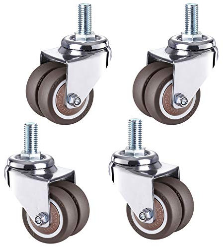 Lenkrollen, Bockrollen 4 Stück Lenkrollen mit Bremsen, Gummi-Möbelrollen, M12 x 25 mm Gewinderäder mit doppeltem Kugellager, Drehkopf (Color : Swivel, Size : 1.5in/40mm)