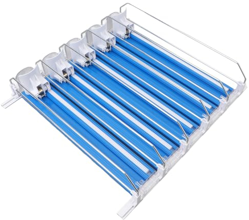 Jiawu Organizador de Bebidas para Refrigerador, Dispensador de Latas de Refresco Autoempujable de 5 Filas, Ancho Ajustable, Empujador Automático, Lata de Cerveza, Dispensador de