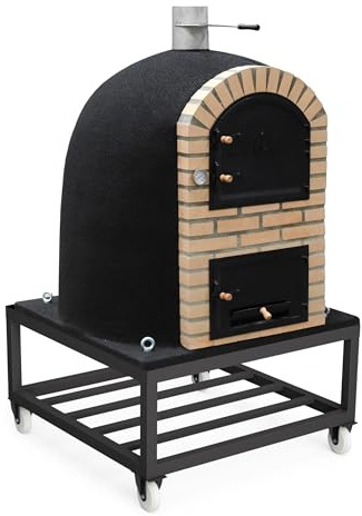 MOVELAR - Horno de Leña Exterior de Obra CALDERA BANDAMA (Negro - 110 x 110 x 201 cm) - Horno de gran tamaño para exteriores, cocción al fuego, aislado con corcho y mantas cerámicas - REF: M00679