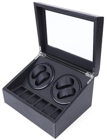 awolsrgiop 4+6 Uhren Watch Winder Box, Automatische Uhrenbeweger Box Uhrendreher Watch Winder Box Automatisch Uhrendreher & Kissen für Automatikuhren Uhrendreher, Schwarz