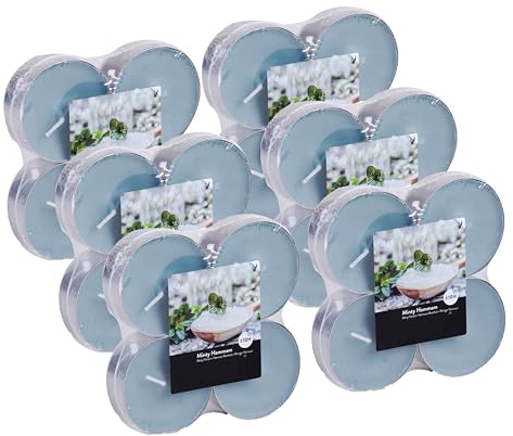 JUANIO Lot de 48 Bougies Chauffe-Plats parfumées, Cadeau d'arôme, Bougie à Combustion Longue, ± 10 Heures