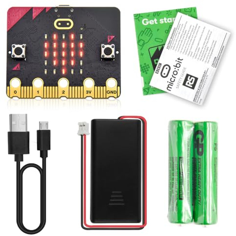 KEYESTUDIO BBC Microbit V2 Kit de démarrage (Paquets Micro:bit V2 Go Kit) avec Carte de développement Officielle BBC Micro:bit V2 pour Le Codage et la Programmation