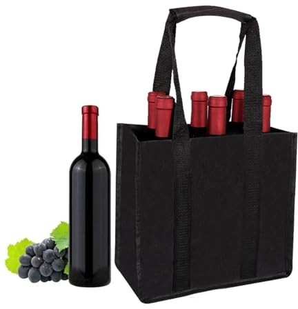 Flaschentasche mit 6 Fächern - Wiederverwendbare Einkaufstasche, Tragetasche Flaschenträger Weinflaschen-Geschenktasche, Männerhandtasche Getränketasche Flaschentasche für Picknick Weinliebhaber