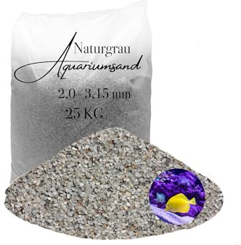 Aquariumsand Aquariumkies 25 kg 2,0-3,15 mm hellgrau gewaschen kantengerundet Quarzsand