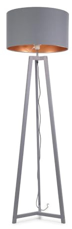 ValueLights | Grey Wood Tripod Floor Lamp with Grey/Copper Drum Lampshade Living Room Light | Floor Lamps, Home Décor & Improvement Essential