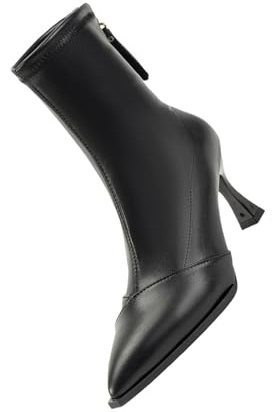 Liaddkv Botines de mujer con tacón de aguja - Botas bajas clásicas de tacón alto - Botines de punto - Botines de invierno elegantes - Botas de negocios de piel sintética, Negro , 39 EU