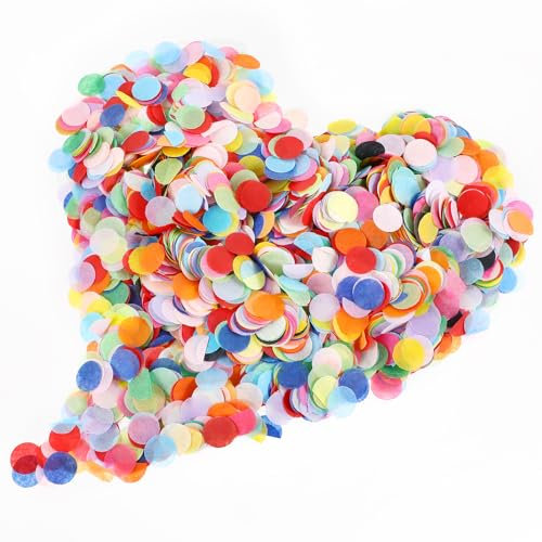 Tyqour Lot de 6000 confettis multicolores 50 g, ronds, en papier, multicolores, pour mariage, anniversaire, baptême, Saint-Valentin, décoration de table, carnaval