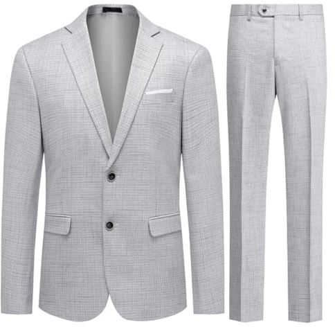 Allthemen Costumes Hommes à Carreaux 2 pièces Slim Fit Business 2 Boutons Smoking Classique élégant