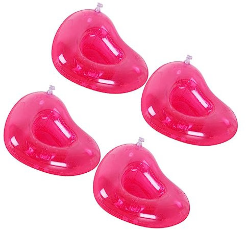 ifundom 4piezas Portavasos Inflables De Corazón Rosa para Bebidas Agua Soporte Flotante De PVC para Fiesta Piscina o Playa