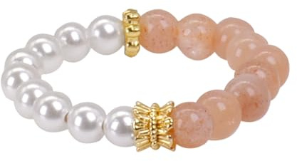 ZENGSING Elastische Naturstein Ring für Damen Verstellbare Ringe aus Kristall Perlen Ring aus Naturstein Perlen Elastischer Perlenring Edelstein Perle Stapelbar Ring für Damen Mädchen (Zitrin)