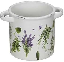 Arinosa Blumentopf Kräuter Kräutertopf Keramik Weiss D15xH15cm + 3cm Griffe