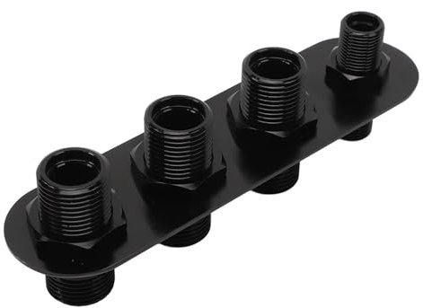 AC Bulkhead Billet Aluminiumlegierung, Universal 4 Anschlüsse Klimaanlage Bulkhead -Ersatzteil für Heißstab, Schwarz, Wechsel des Wechselstromsystems