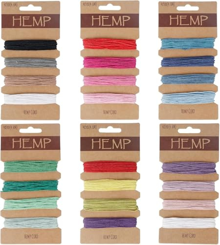 22 Farben Faden Schnur, 24 Stück 1mm Mehrfarbig Flachs Schnur Natürliche Schnur Seil Makramee Schmuck Micro Cord Kabel Bunte Hanfschnur Juteschnur für DIY Armbänder Crafting Basteln (108m)
