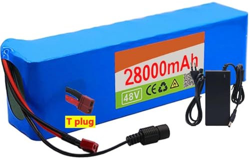 Batería para Bicicleta eléctrica 48V 28Ah 13S3P Batería Iones Litio para Patinete eléctrico con Cargador de 54,6V 2 A XT60/T T Plug,48V 28Ah