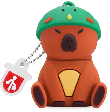 BORLTER CLAMP 64GB USB Stick Cute Flash Drive Capybara (Kingfisher Hat) Shaped Memory Stick Novelty USB Drive Pendrive Thumb Drive Gift for External Data Storage