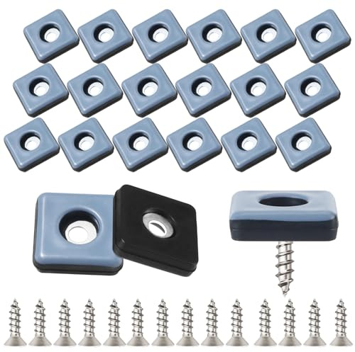 20 Stück Teflongleiter zum Schrauben, 25mm Bodengleiter | Teflongleiter Quadratisch Möbelgleiter für Möbel Sessel Stuhlbeine