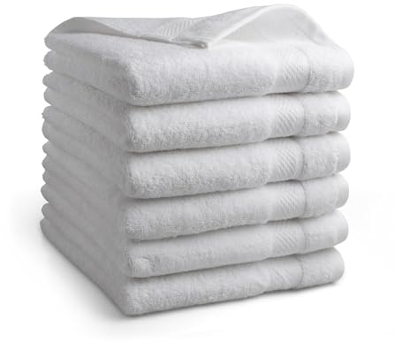 DoubleDry Premium Handtücher Set - 6 Stück 50 X 100 cm Baumwolle - 500 g/m² - Weich & Saugstark - Handtuch Badetuch badehandtücher für Bad und Dusche (Weiß)