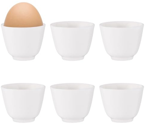 BOUTICOL 6er Set Porzellan Eierbecher Weiße EierStänder für Frühstückstische 5 x 4,3CM Porzellan-Eierhalter Stapelbar Frühstück Gekochtes Kochwerkzeug