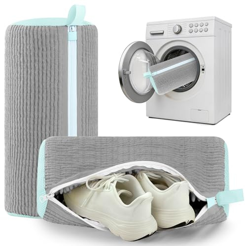 Schuhwaschbeutel Waschmaschine Schuhe Waschbeutel Sneaker, Schuhe Für Waschmaschine Wiederverwendbarer Waschbeutel Mit Reißverschluss Wäschesack Netzschuhe Wäschesack für Sne (Grau 2PCS)