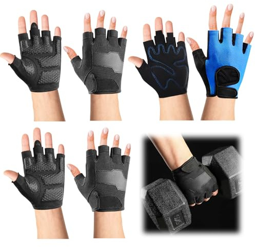 Uoxmiy 3 Pairs Fingerless Working Gloves for Men Lightweight Anti Slip Half Wheelchair Gloves for Carpenters Construction Work Cycling Hiking Climbing Outdoor Sports（Black/Grey L）