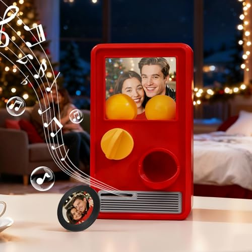 SOUFEEL Máquina de Gashapon Personalizada con Fotos y Música Spotify Mini Caja de Música Retro de Vinilo Personalizada Parejas, Familias, Novios y Novias