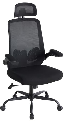 Sweetcrispy Ergonomischer Bürostuhl mit Kopfstütze & verstellbaren Armlehnen, 360° Drehfunktion, Höhenverstellbarer Gaming & Schreibtischstuhl für Homeoffice und Büro, Schwarz