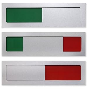Frei/Besetzt-Schild Mini - Ohne Text/Neutral - Dezente & elegante 10 x 2,7 x 0,5 cm - Schiebeschild aus Acryl - Silberner Rahmen & Schieber - Starke 3M Klebefläche rückseitig - SynMe Germany