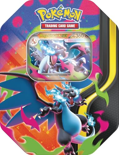 Pokémon-Sammelkartenspiel: Tin-Box Mega-Glurak – Mega-Glurak X-ex (4 Boosterpacks und 1 holografische Promokarte)