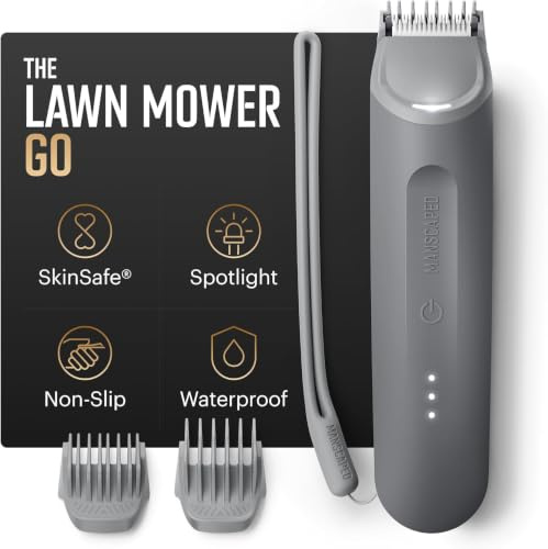 MANSCAPED® The Lawn Mower® Go Groin & Body Hair Trimmer | Waterproof shaver for men, bikini, SkinSafe™ blade, USB-C charging, textured grip, up to 60-min runtime, two comb attachments