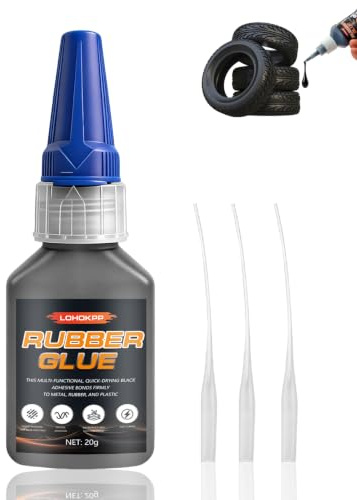 Colle en Caoutchouc Transparente, Colle Caoutchouc et Étanche | Colle Noire, Colle Chaussure Noire, Séchage Instantané et Imperméable à l'eau, Pour Produits en Caoutchouc, Pneus, Chaussures