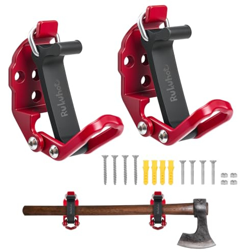 2er-Pack Schaufelhalter Wand- & Fahrzeugmontage, verstellbare gummierte Werkzeugklemme für Schaufel, Besen, Rechen & Axt (15–36 mm), Werkzeughalter für LKW, Trailer, Offroad & Garage, Rot